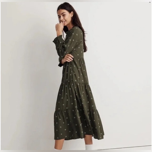 Madewell Olive Printed Tiered Maxi Dress - Picture 2 of 15